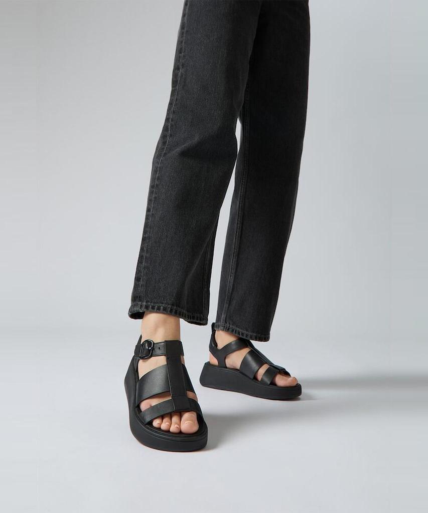 Женские кожаные платформенные сандалии-рыбаки Fitflop F-Mode - Черные (Ft64K2S065)