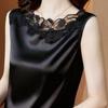 Новый подтяжки майка женская жилет женская весна осень свободный низ атласная блузка без рукавов кружевной топ с V-образным вырезом майки женские жилеты