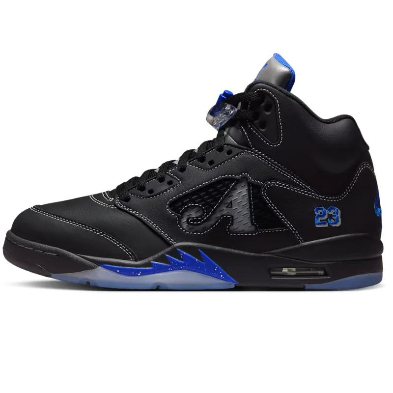Air Jordan 5 Retro 'Boro - Racer Blue' (Unisex) Black / Racer Blue / Metallic Silver / White / Clear Vintage Basketball Shoes DV4982 004