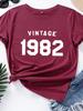 Винтажная женская футболка с принтом письма 1982 года, с коротким рукавом, с круглым вырезом, свободная, женская футболка, женская футболка, топы, одежда, Camisetas Mujer