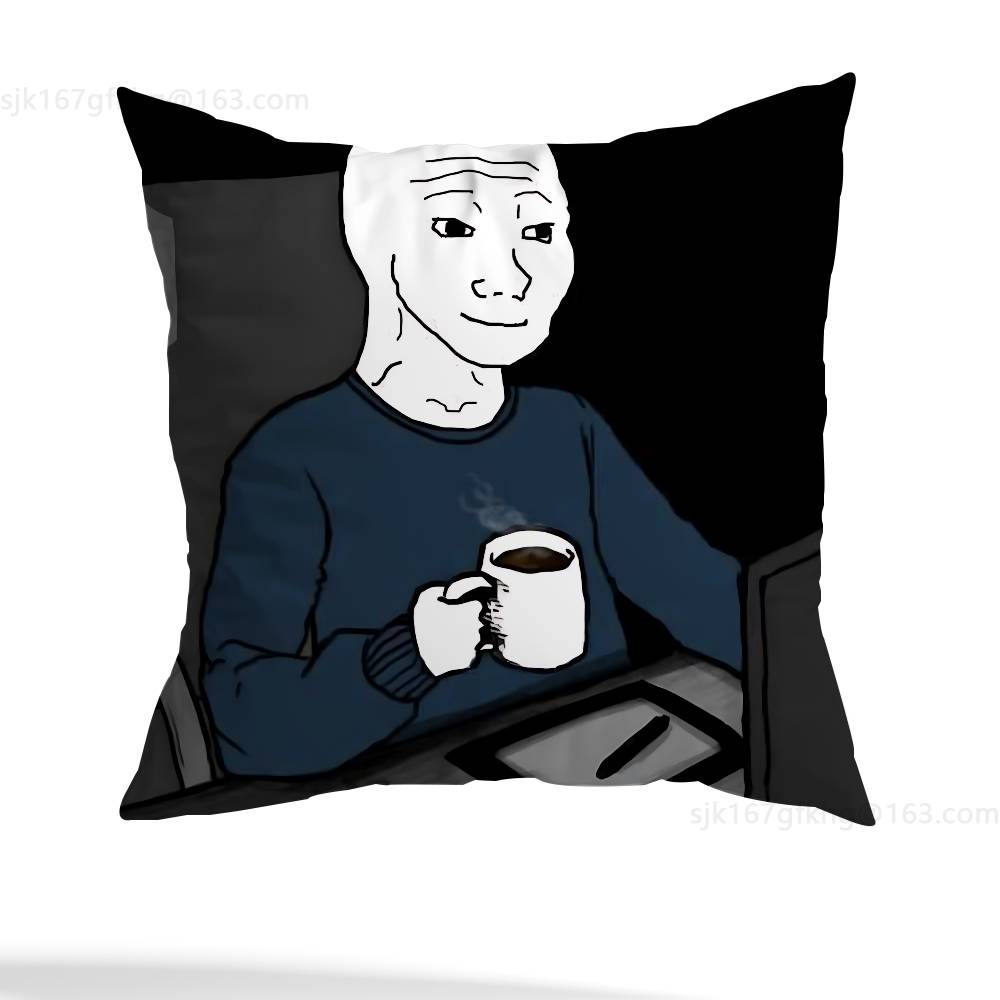 Wojak Soyjak Pillow Case Sofa Living Room Bedroom Headboard Backrest Cushion Square Cushion Nap Time