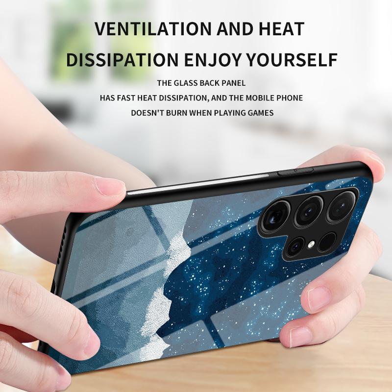 For Samsung Galaxy S24 Ultra S24 Plus S24 S23 Ultra S23 Plus S23 S22 Ultra S22 Plus S22 Starry Sky Pattern Glass Phone Case