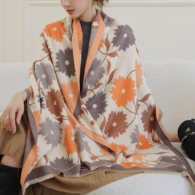 Толстый теплый зимний шарф, роскошный дизайн, принт лошади, женский кашемировый шаль из пашмины, женские шарфы с запахом, женский платок, одеяло, пончо