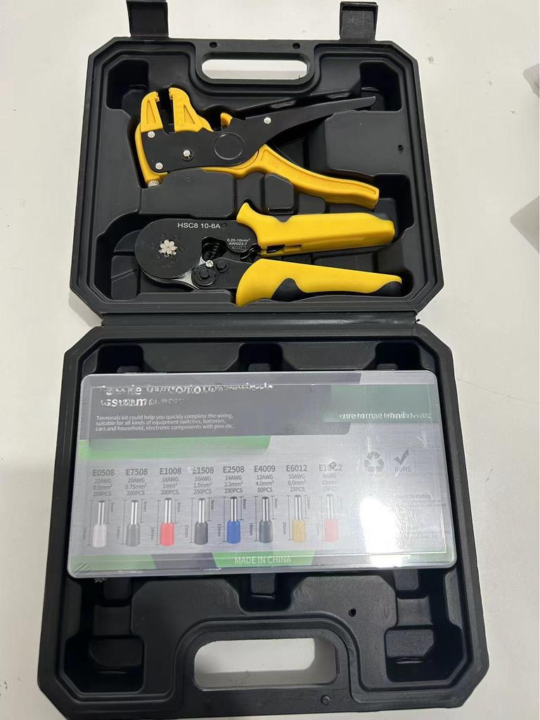 Wire Stripping & Crimping Pliers Set with Cold-Pressed Terminal Tool, Drop-Resistant, Sizes 6-4/6-6/10-6.