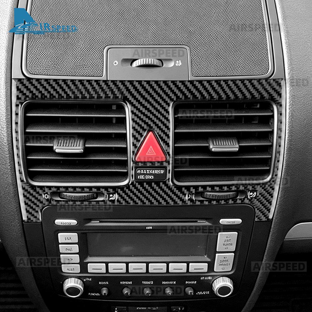 Настоящее Мягкое Углеродное Волокно Для Volkswagen VW Golf 5 Rabbit 2005 2006 2007 Jetta 2005 2006 2007 2008 Центральная Консоль Автомобиля Вентиляционное Отверстие