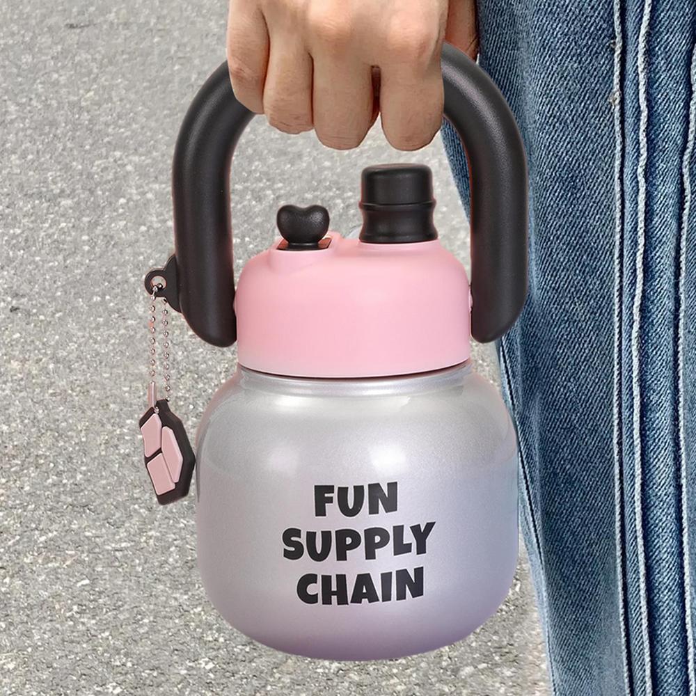 Бутылка для воды с большим животом Изолированная бутылка для воды Нержавеющая сталь Милые бутылки для воды с ручкой Большая емкость Чашка для воды Портативная