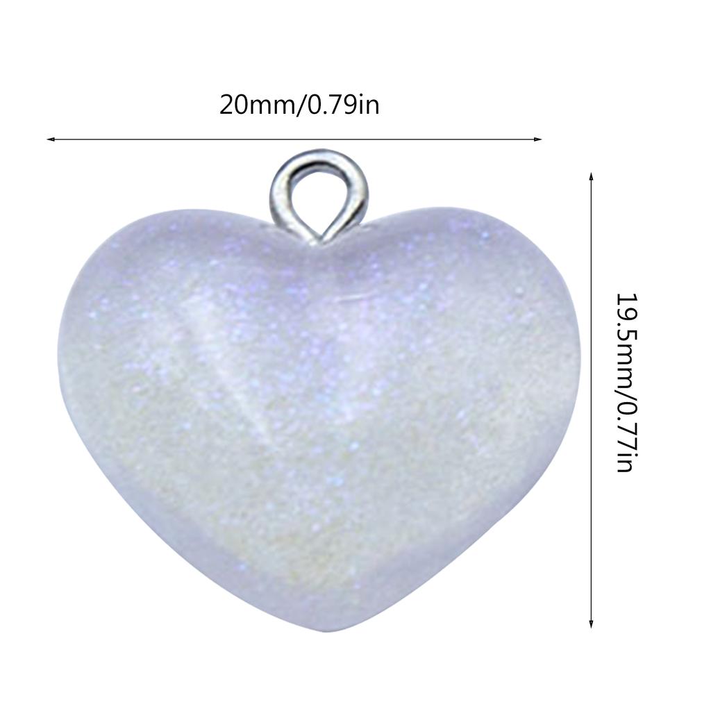 Glittering Heart Charm Heart Beads Sparkling Heart Accessories Resin Material Heart Charm Heart Pendant for DIY Jewelry