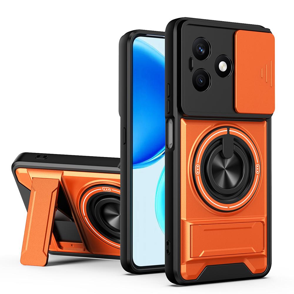 KEYSION Магнитный чехол для телефона для HONOR X8d Защита камеры со сдвижной крышкой Вертикальная подставка Кольцо 360° Ударопрочная задняя крышка для Honor X8d