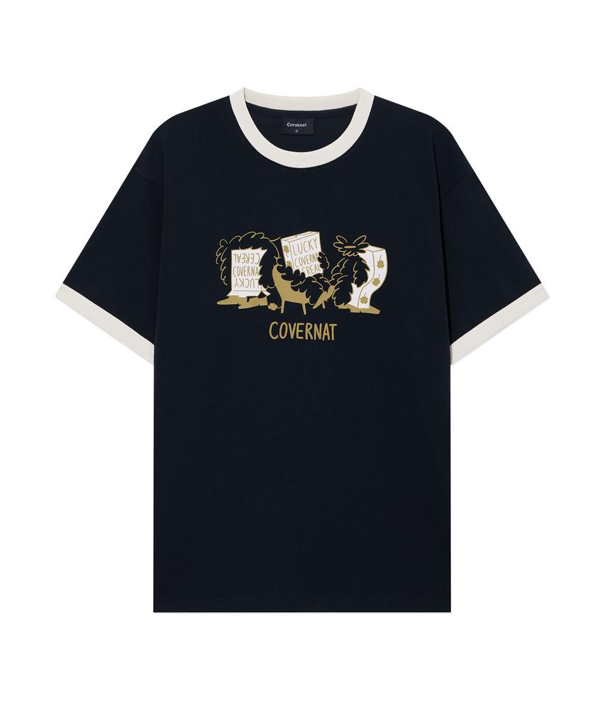 COVERNAT [Covernat X Hidana] Lucky Cereal Ringer T-Shirt Navy