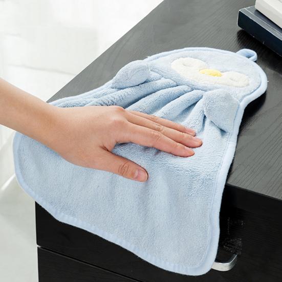 1/4Pcs Kids Microfiber Hand Towels with Hanging Rope Absorbent Cartoon Design Kitchen Home Hand Towels