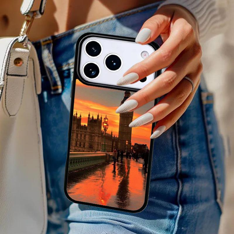 Famous London Landmarks Street Sign Phone Case For iPhone 17 Air 14 15 13 12 Max Cover For Apple 16 16e 11 Pro Max Plus Coque