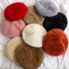 Plush Beret Hat Cute Knitted Cap Korean Version Cold Cap  Autumn Winter