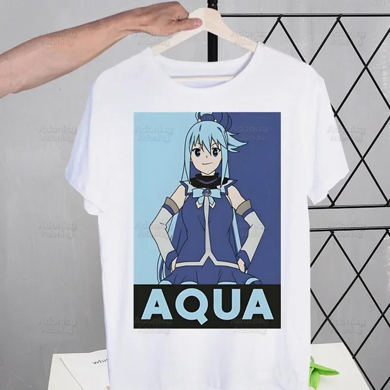 KonoSuba Мегумин Kono Subarashii Кадзума Футболки Мужская Футболка Харадзюку Мужская Одежда Летняя Уличная Одежда Повседневная Футболка С Коротким Рукавом Топы