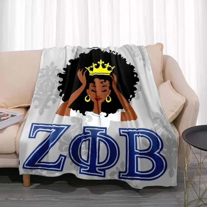 Плед с узором Zeta Phi Beta Модный для кровати, дивана, кондиционера Модный для отдыха, пикника, путешествий, дневного сна Мягкий фланелевый плед