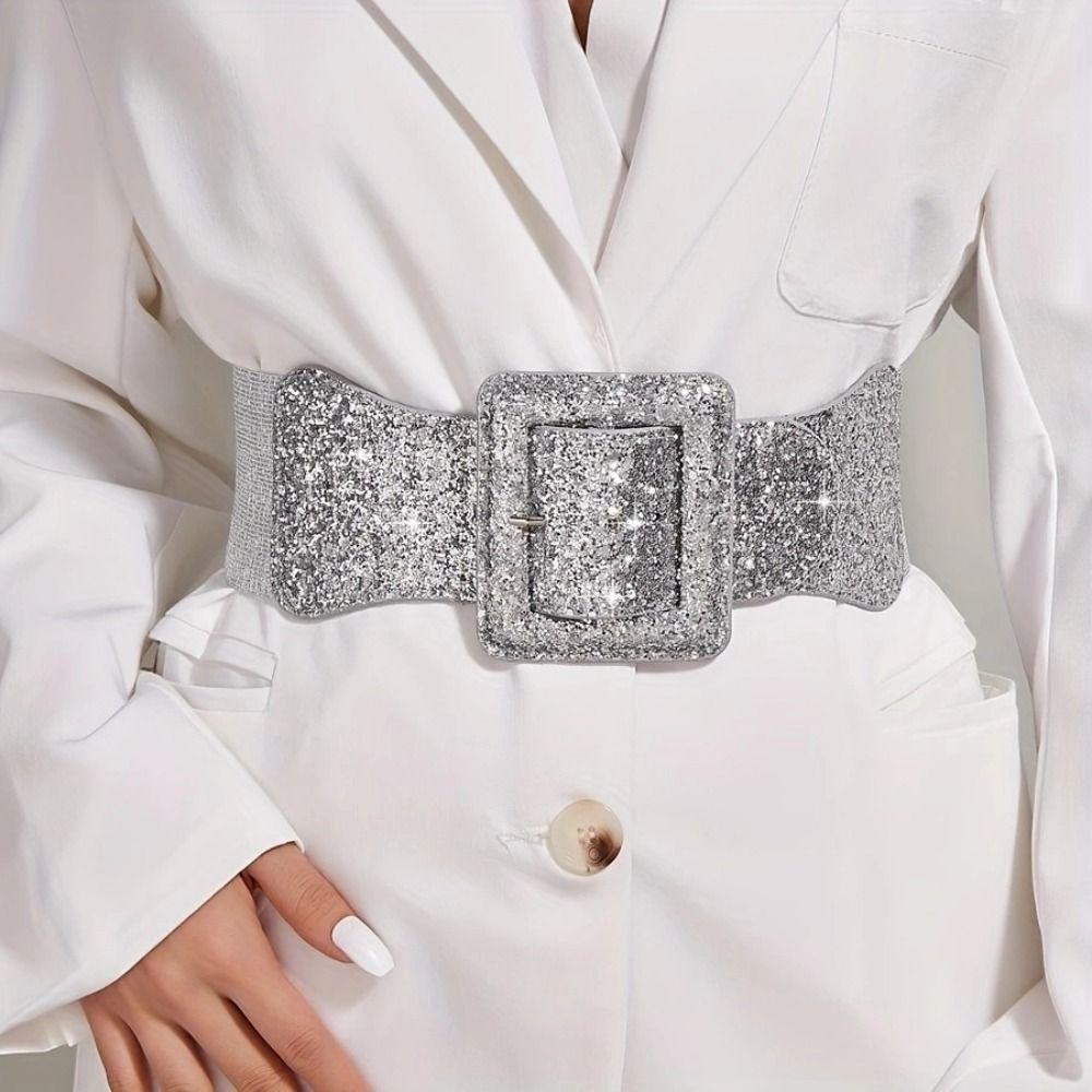 Punk Style Waist Strap Wide Waist Belts Fashion Stretch Waistband  for Women