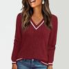 Женские свитера с длинным рукавом и V-образным вырезом, осенние мягкие легкие вязаные приталенные топы