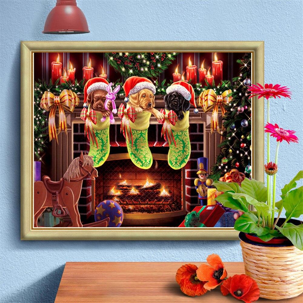 5D алмазная живопись собака вышивка крестиком Алмазная вышивка животных мозаика мультфильм носки комплект со стразами Рождественское украшение