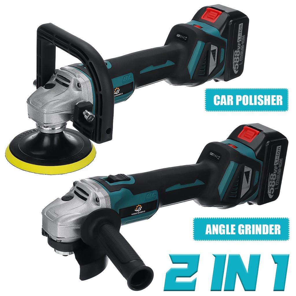 588VF 6 скоростей 2 в 1 Беспроводная угловая шлифовальная машина Полировщик автомобиля Бесщеточная электрическая угловая шлифовальная машина для батареи Makita 18 В
