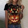 Halloween 3D Printed T-shirt for Men and Women, Casual and Fashionable Pumpkin Short Sleeved Top, Street Loose Casual Sports T-shirt