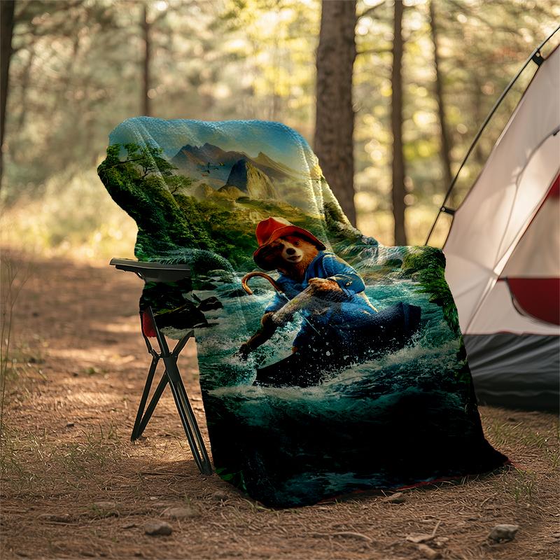 Paddington Bear Theme Printed Blanket - Perfect for Couch, Bed, Travel & Outdoor Use | Machine Washable, Cozy & Durable.