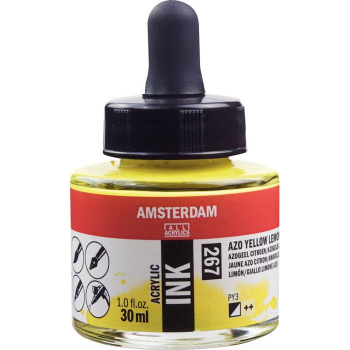 Flacon encre acrylique Acrylic Ink Amsterdam 30ml jaune azo citron