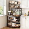 Kitchen Bakers Rack, 1.5m Power Cable Bakers Rack with Power Outlet, Kitchen Stand with X-Shaped Support Bar, 12 S-Shaped Hooks, Coffee Bar Stand for