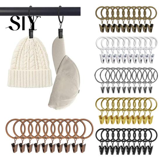 Curtain Hook Clip 10 Pcs Rings with Clips Polished Iron No Tools Needed Snap-On Design Easy Quick Installation to Use Curtains Clamps Hooks