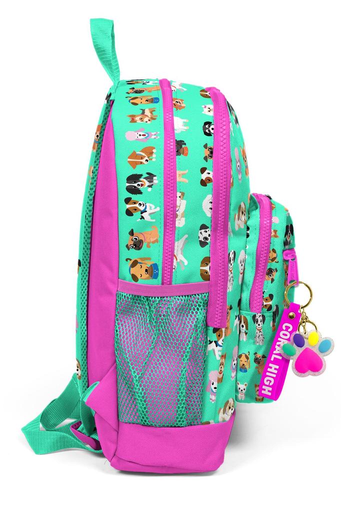 Детский школьный рюкзак с четырьмя отделениями Coral High Kids Water Green Neon Pink Pattern с четырьмя отделениями 23465