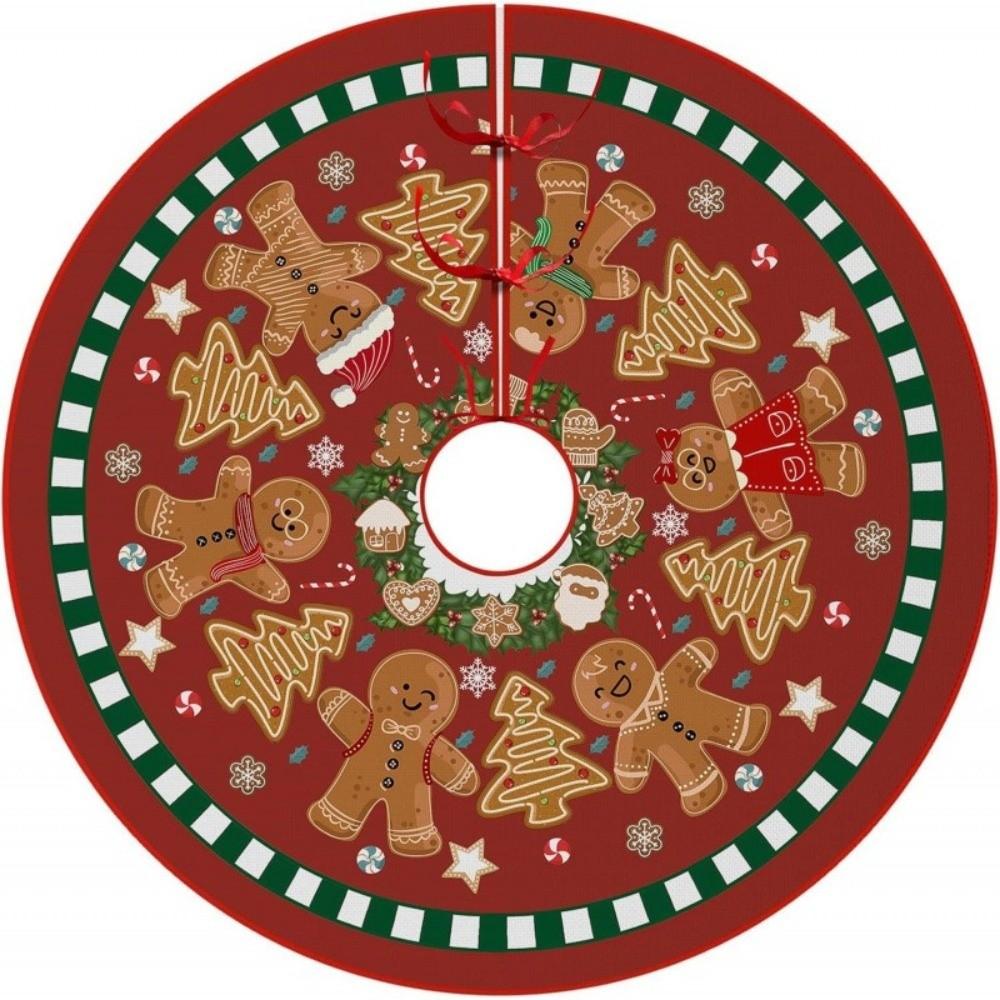 Santa Claus Snowflakes Christmas Tree Skirt 35 inch Flannel Xmas Tree Skirt Collar Soft Christmas Decoration