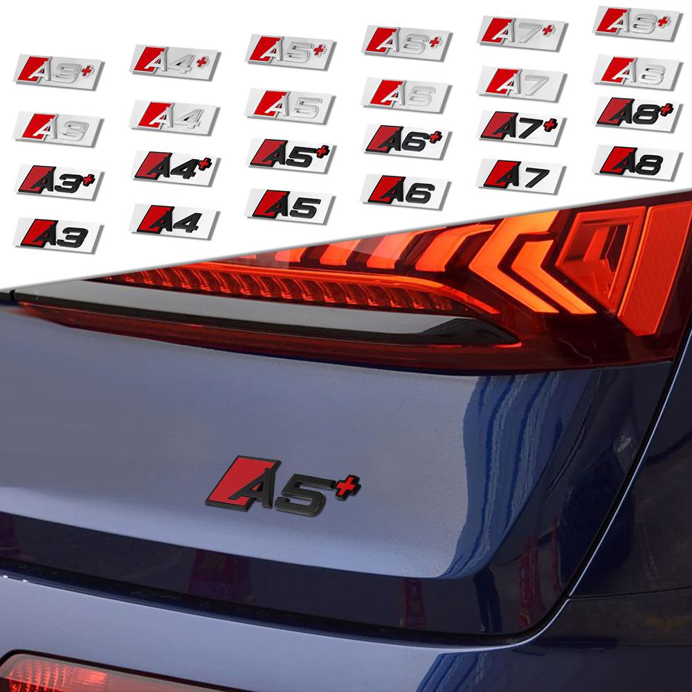 1pc 3D Aluminum For AUDI A3 A4 A5 A6 A7 A8 A3+ A4+ A5+ A6+ A7+ A8+ Car Letter Rear Trunk Bumper Emblem Sticker Tail Badge Decal