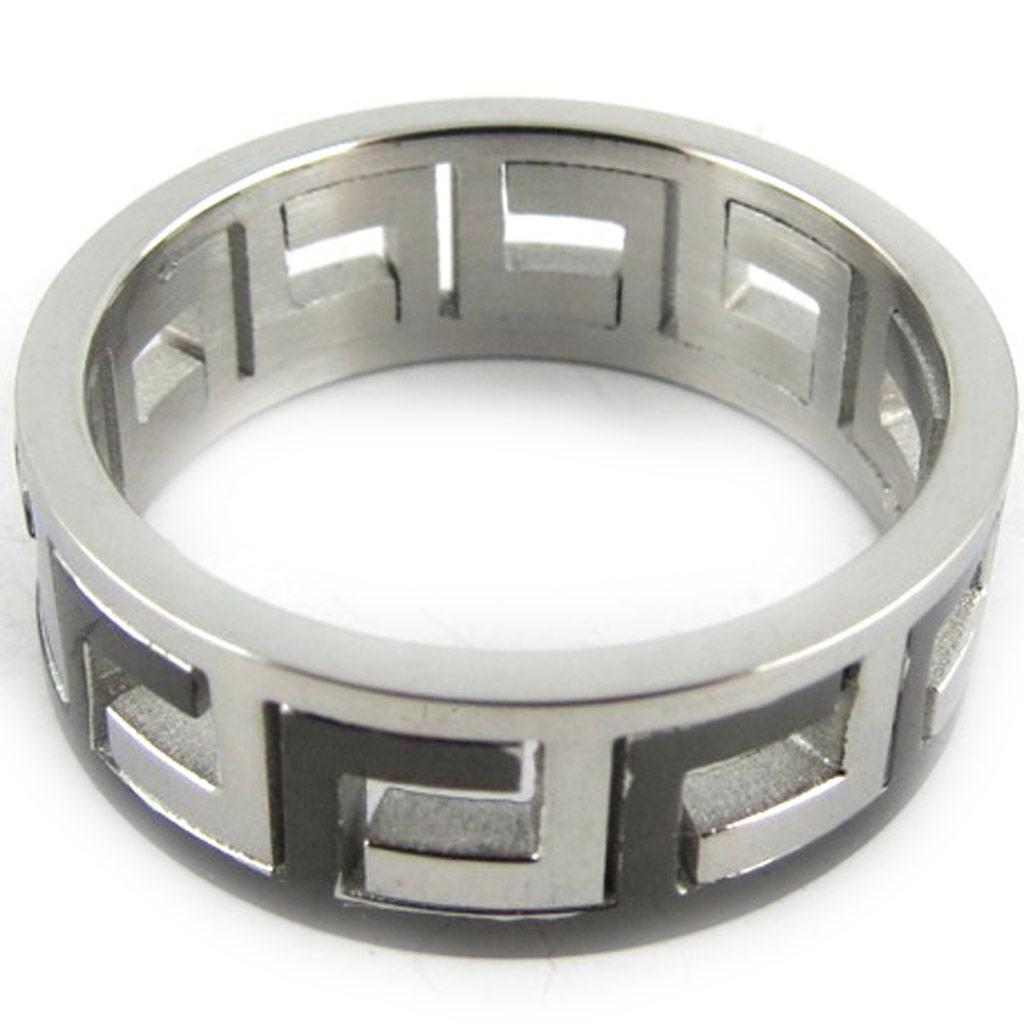 Steel Ring 'Rhodes' Black Silver - 7 Mm