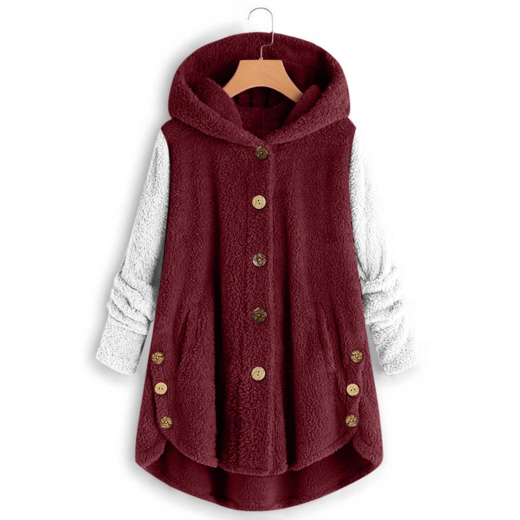 Женская мода, свободные толстовки с длинными рукавами, плюшевое пальто на пуговицах