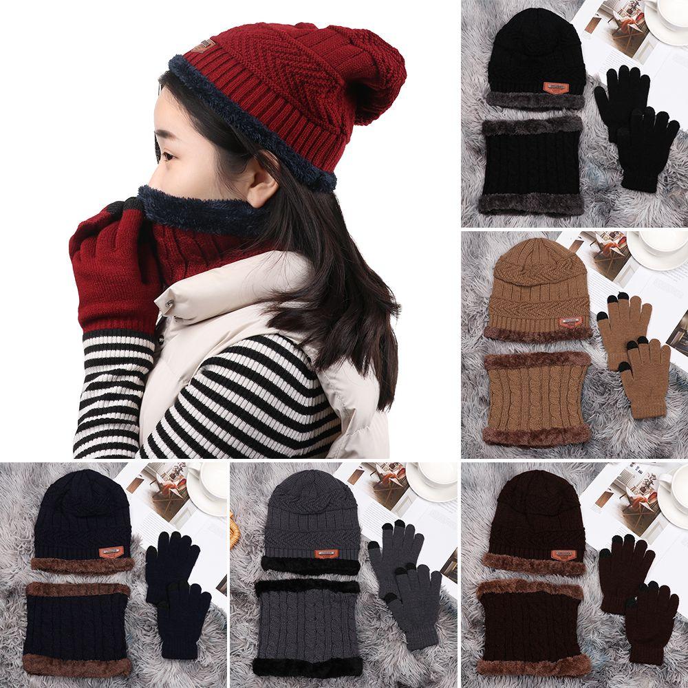 Mens Girl Knitted Winter Warm Neck Warmer Beanie Hat Hat Scarf Gloves Set And Neck Scarf