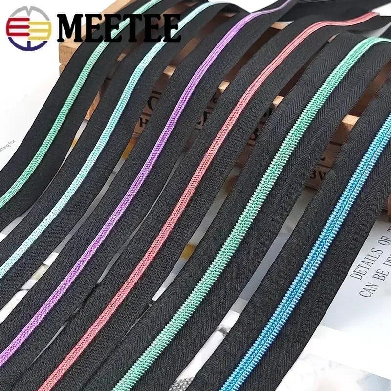 Meetee 10/20M 5# Nylon Zippers Tape + Zipper Slider Puller for Sewing Bag Shoes Garment Zips Repair Sew Crafts DIY Accessories
