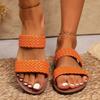 Летние плетеные дизайнерские женские шлепанцы на плоской подошве с открытым носком, нескользящая женская обувь, повседневные уличные шлепанцы для женщин, zapatos mujer