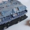 Винтажная синяя джинсовая ткань с прорезанными отверстиями для пошива брюк, курток, блейзеров, модная джинсовая ткань, материал для пошива одежды своими руками