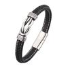 Шарм Мужские ювелирные изделия Классический черный плетеный кожаный браслет для мужчин Застежка из нержавеющей стали Панк Homme Браслеты Подарки