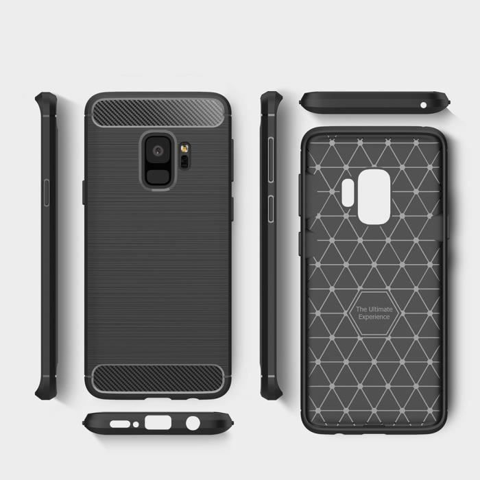 Case for Samsung Galaxy S9. Case Gel Elite Carbon Noir - German Tech®