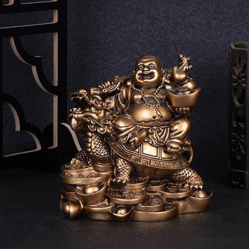 1 шт., статуя смеющегося Будды, домашний декор, китайский фэн-шуй, смола, Бог богатства, дракон, черепаха, скульптура