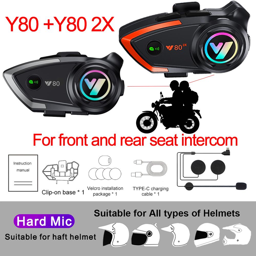 Y80 2X мотоциклетный шлем интерком Bluetooth гарнитура V5.3 Hands Free вызов беспроводной шумоподавление водонепроницаемый 1000M интерфон