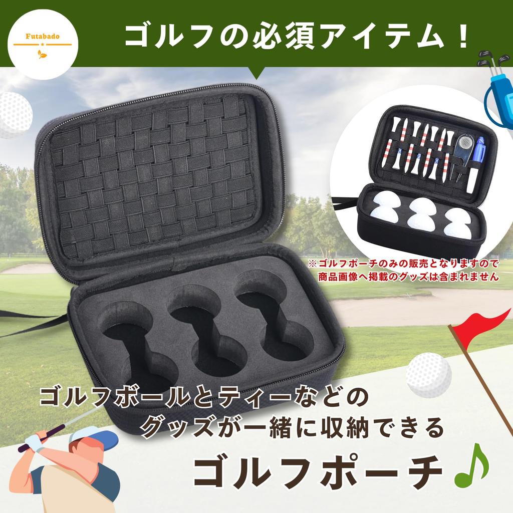 Large Capacity Golf Tee Golf Ball Golf Golf Golf Pouch Holds 6 Case, Pouch, Accessories, Pouch, Tees, (Black, Balls)