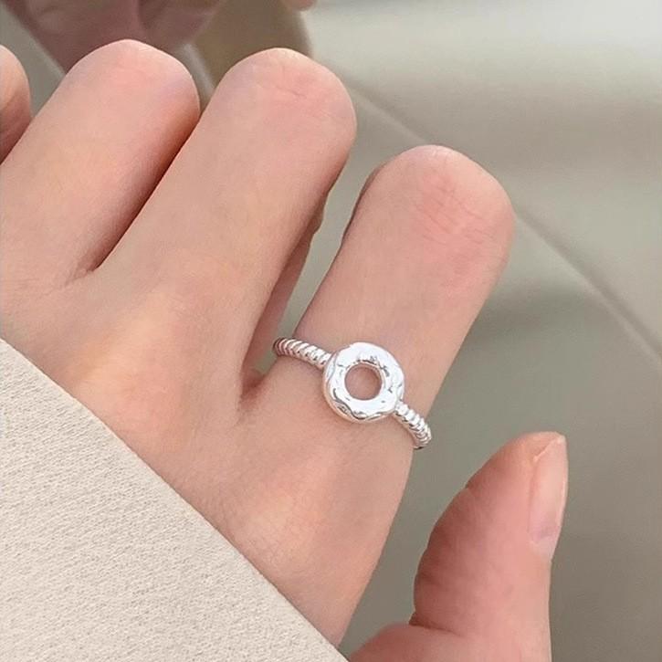 Korean Version Plain Ring Irregular 925 Sterling Silver Versatile Ring Women's Niche Ins Style Design Non-fading Combination Ring