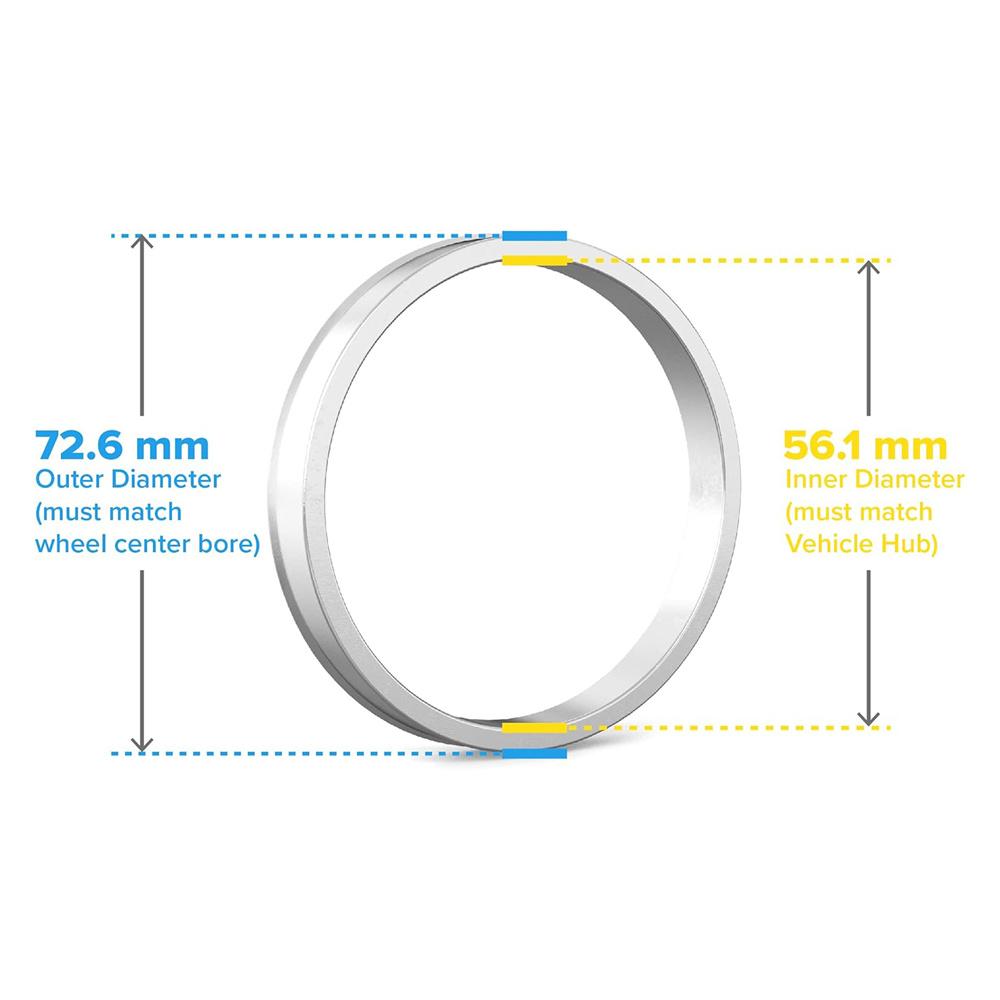 4 шт. 72,6 мм на 56,1 мм Кольца центровки ступицы автомобиля из алюминиевого сплава Проставка для посадочного отверстия колеса