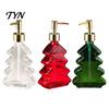 Clear Glass Soap Pump 300ml Christmas Tree Dispenser, Hand Dish Dispenser with Pump, Xmas Theme Home Decor Decorative Empty Bottle for Soap, Kitchen,