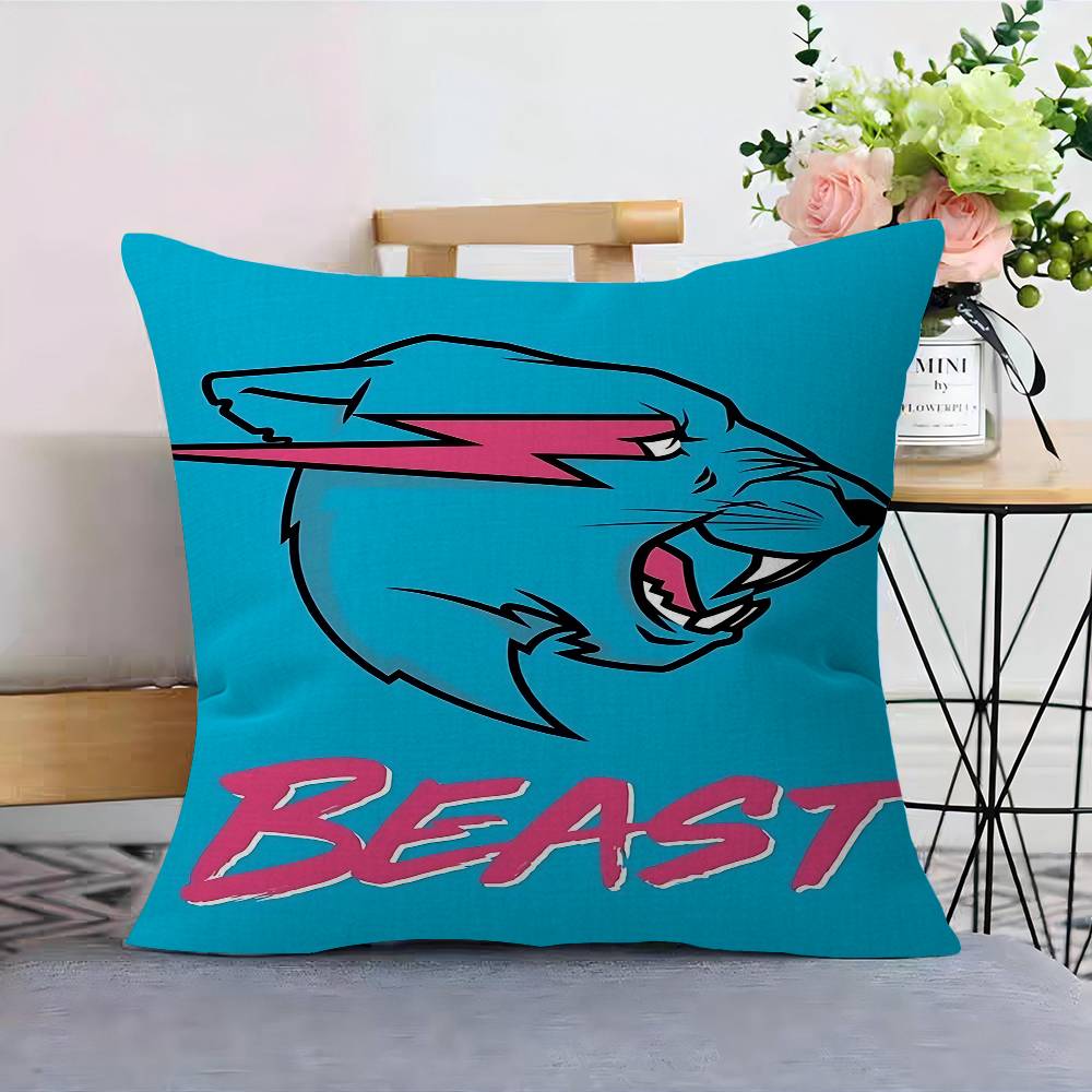 Игровой Блогер M-MrBeast Наволочки Мультяшные Декоративные для Дивана Дома Двусторонняя Печать Короткий Плюш Милая Наволочка