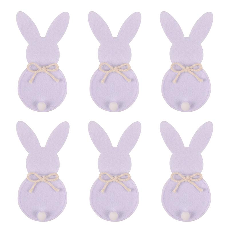 6PCS/Set Easter Bunny Felt Cutlery Holder Bag Tableware Knife Fork Cover Bag Party Accessories Happy Easter Party Decorations