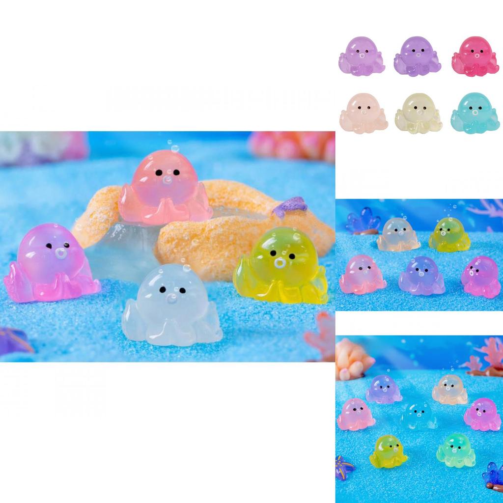 Красочное светящееся мини-украшение в виде осьминога из смолы для аквариума и террариумов