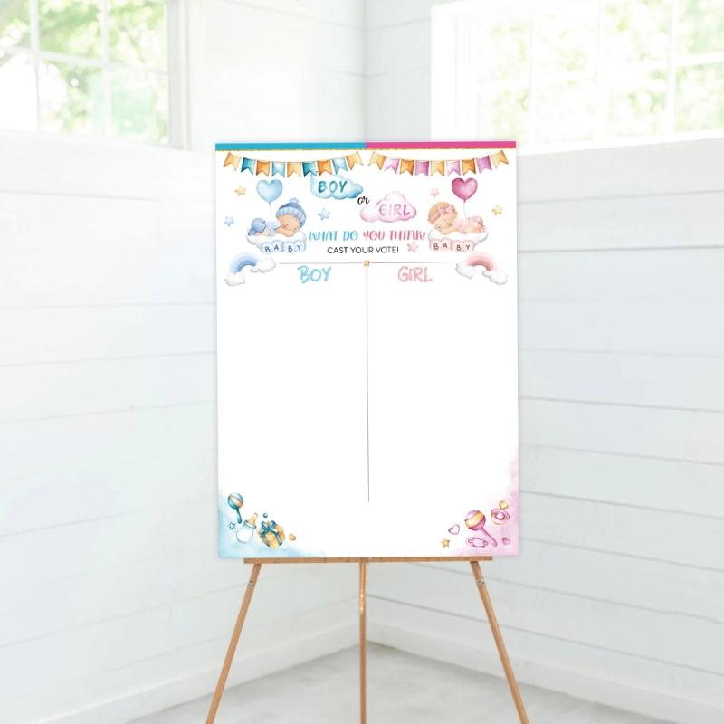 Игра на определение пола для вечеринки Baby Shower с плакатом 36 шт. наклеек для голосования «Девочка или мальчик» для определения пола. Праздничные принадлежности