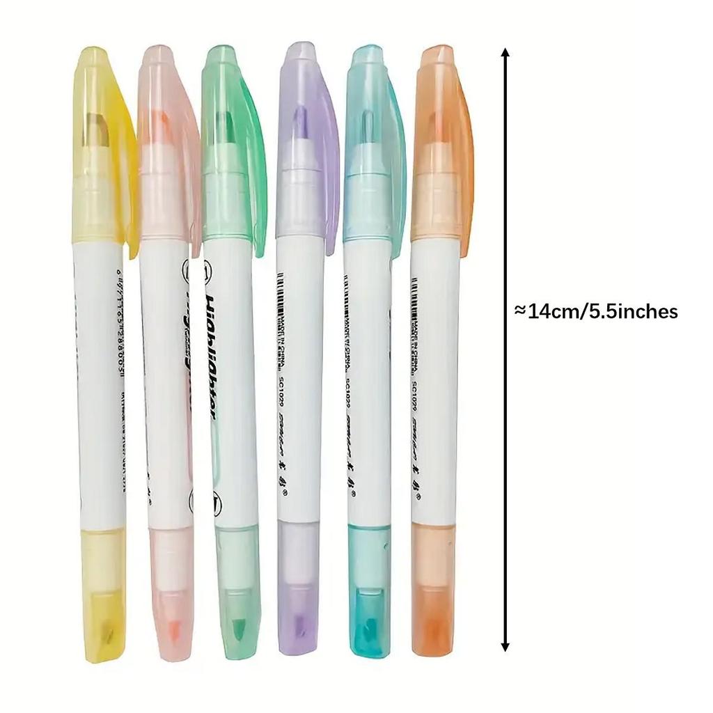 6 шт. маркеров-маркеров Clear View - мягкие светлые цвета, видимый наконечник для точной маркировки, идеально подходят для студентов, школы и офиса