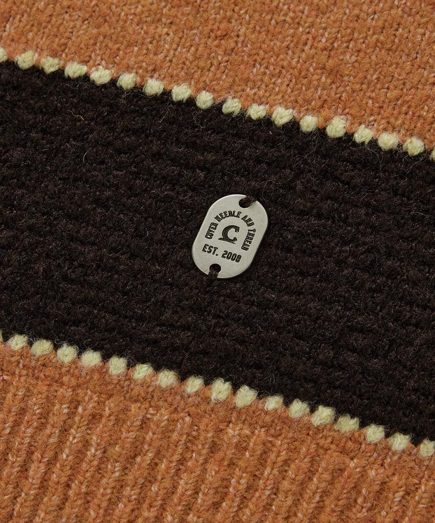COVERNAT Striped Collar Knit Orange